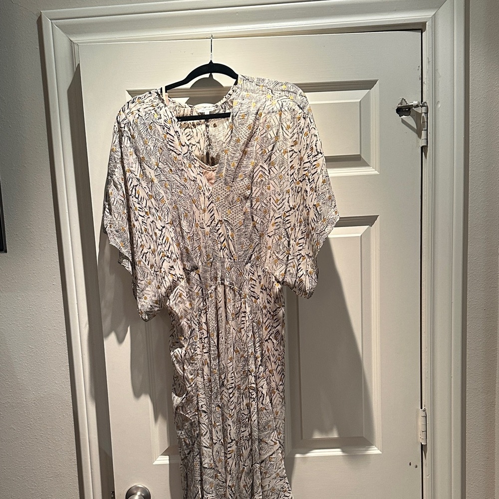 En Creme Women's Maxi Dress - Cream and Brown Pattern